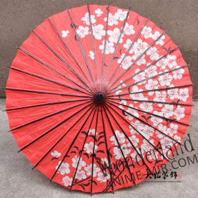 Бумажный Японский зонтик (красный с цветами сакуры) / Japanese umbrella